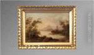 A Misty Lake Scene With A Ruined Castle On A Rocky Promontory by Richard Wilson