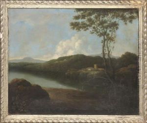 Figures In A Lakeland Scene With A Castle In The Distance