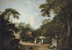 A Classical Wooded Landscape With Ruins by Richard Wilson