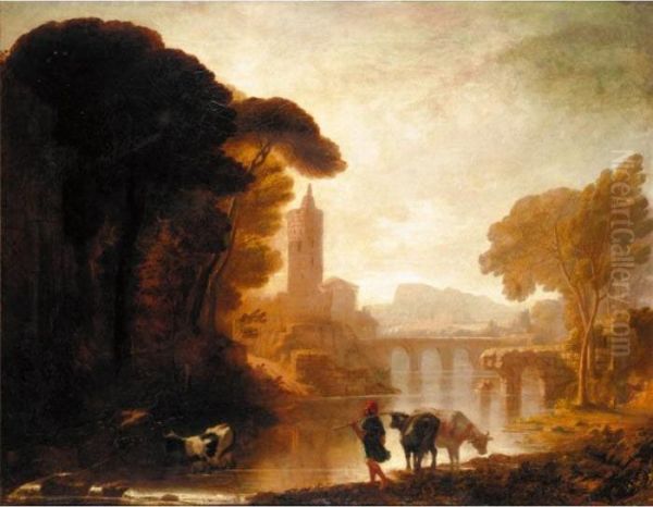Italianate Landscape With Cattle - view 1
