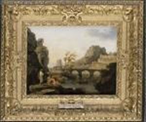 A Classical River Landscape With Peasants And Fishermen A Classical River Landscape With Peasants And Fishermen