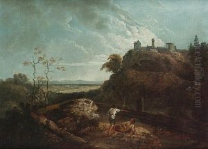 Two Travellers Resting With A View To Tivoli Beyond by Richard Wilson