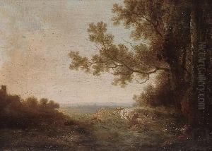 An Italianate Landscape With A Figure Resting Beneath A Tree by Richard Wilson