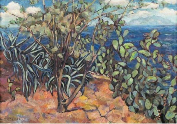 Landscape With Aloe And Cactus, Corsica - view 1