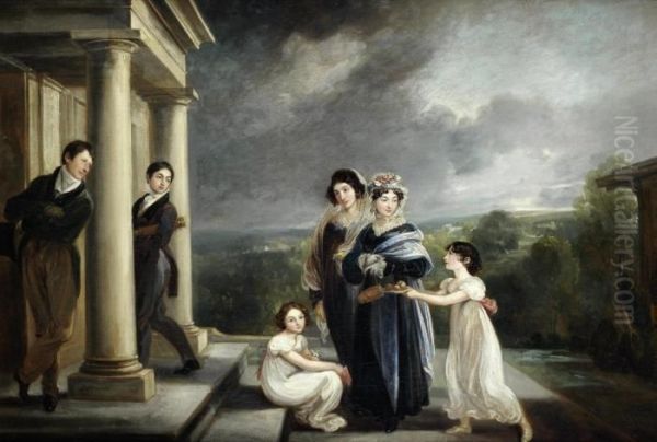 Portrait Of The Deare Family On The Steps Of Their House - view 1