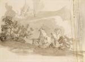 Figures On Horseback On A Country Lane by Thomas Barker of Bath