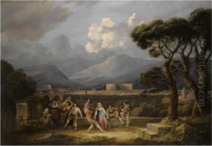 The Saltarello, With A View Of The Colosseum, Rome by Thomas Barker of Bath