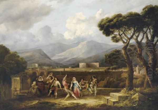 La Salterella : Danseurs
Napolitains Devant Le Monastere De Sanpietro In Montorio, A Rome, Un
Jour De Fete - view 1