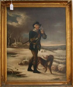 Portrait Of A Man Beside A Dogwithin A Landscape Portrait Of A Man Beside A Dogwithin A Landscape