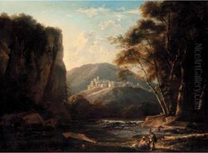 Classical Landscape With Figures Resting By A Stream