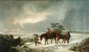 Horses Andfigures In A Winter Landscape Horses Andfigures In A Winter Landscape