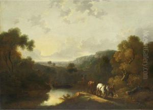 Landscape With Horses And Barge by Thomas Barker of Bath