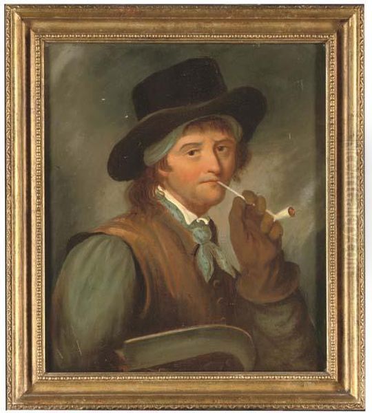A Labourer, Bust-lenght, Smoking A Pipe, Holding A Hedging Scythe - view 1