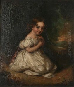Young Girl With A Dove, Seated Before A Landscape