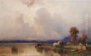 Cavalli Lungo Il Lago - 1873