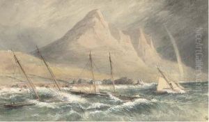 Racing Schooners Anchored
Inshore And Riding Out The Gale Off Theirish Coast, Possibly Co. Down by John Callow