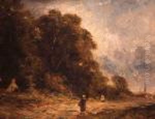 Wooded Landscape With Figure In A Lane - view 1