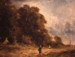Wooded Landscape With Figure In A Lane by Thomas Gainsborough