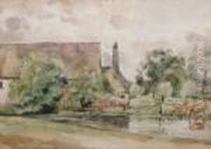 Horses Watering By A Cottage by Thomas Gainsborough