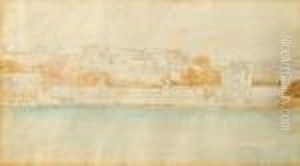 View Of The Ghats, Possibly At Benares On The Ganges by William Daniell RA