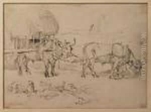 Study Of Oxen And A Cart