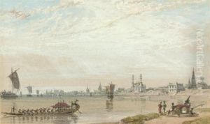 An Indian Capriccio, With The Moah-punkee On A River by William Daniell RA
