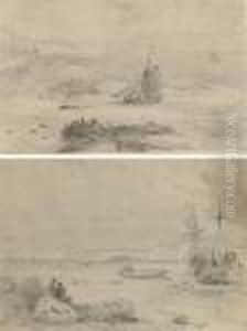 Entrance To Bude Harbour; And View Of Bude Harbour (both Illustrated) by William Daniell RA