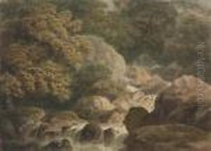 A Cascade In The Ascent Of Cader Idris, North Wales by Nicholson, F.