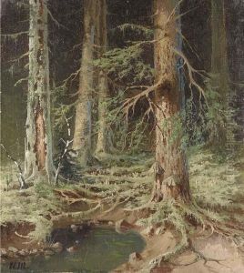 Pool In A Forest by Ivan Shishkin