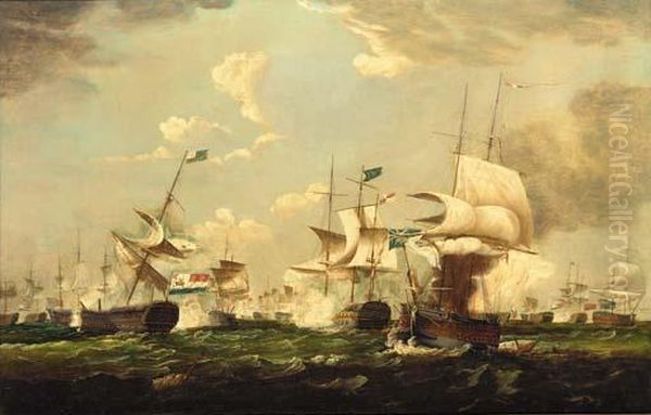 The Battle Of Camperdown, 11 October 1797, At The Height Of The Action by Thomas Whitcombe