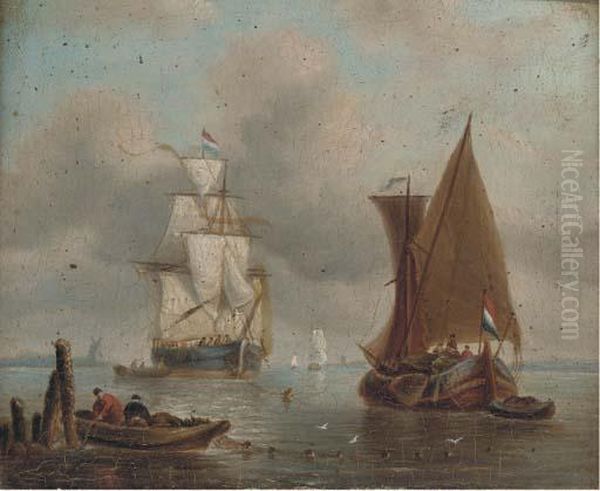 A Dutch Merchantman Drying Her Sails In An Offshore Anchorage - view 1