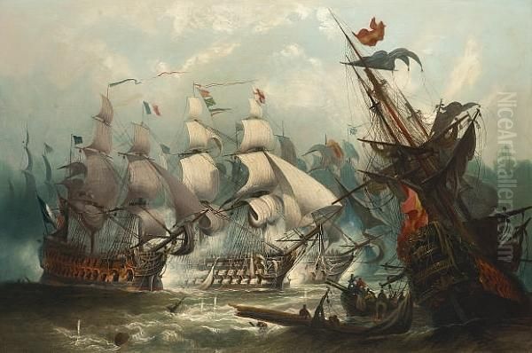 H.m.s. "victory" Heavily Engaged At Trafalgar - view 1