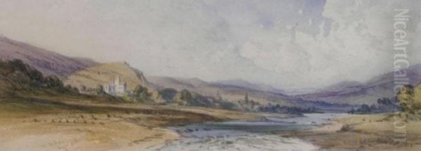 River Landscape With Melrose Abbey In The Distance - view 1