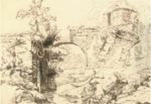 Water Carrier And Other Indian Figures Beneath A Bridge Water Carrier And Other Indian Figures Beneath A Bridge