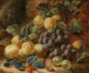 Still Life - Peaches, Grapes, Gooseberries And Raspberries On A Mossy Bank