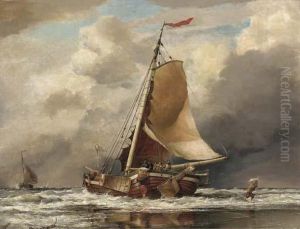 Scheveling: Landing Fish, Coast Of Holland by Edward William Cooke