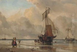 On The Sands At Scheveningen by Edward William Cooke
