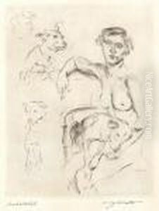 Madchen Mit Hunden. by Lovis (Franz Heinrich Louis) Corinth