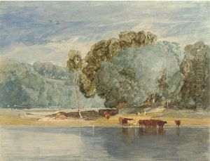 River Scene With Cattle River Scene With Cattle