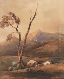 Young Boy Resting By A Tree by David I Cox