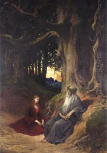 Viviane Et Merlin Se Reposant Dans La Foret by Gustave Dore