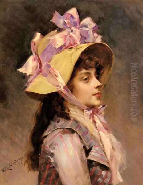 Portrait Of A Lady In Pink Ribbons - view 1