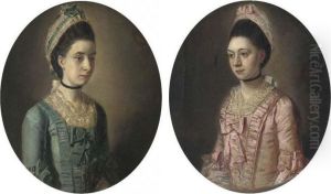 Portrait Of A Lady, Small
Half-length, In A Pink Dress; Andportrait Of A Lady, Small Half-length,
In A Blue Dress, In Apainted Oval by John Downman