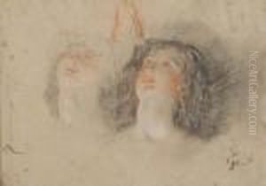 Two Studies Of A Woman Looking Upward Two Studies Of A Woman Looking Upward