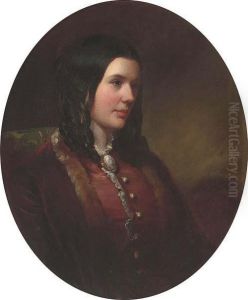 Portrait Of Miss Catherine Etty, Seated Bust-length, In A Fur-linedcoat by William Etty