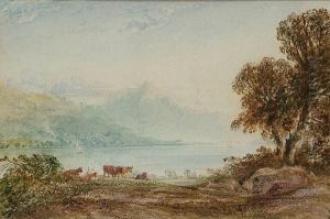 Vandyke Cattle By A Lake by Anthony Vandyke Copley Fielding
