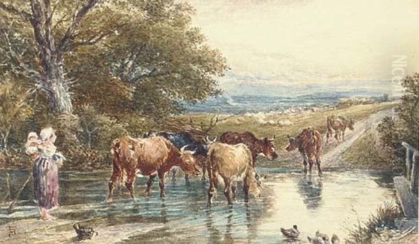 Cattle Fording A Stream - view 1