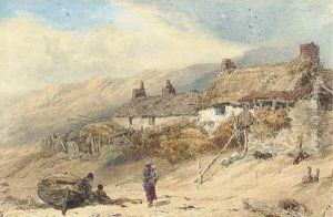 A Fishing Village by Myles Birket Foster