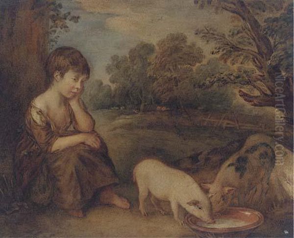 Girl With Pigs - view 1