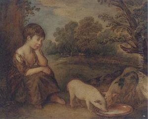 Girl With Pigs by Thomas Gainsborough